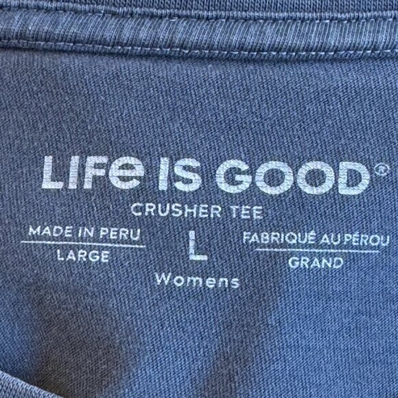 Life Is Good Crusher Tee Fly Like a Beagle Women's Navy Blue Made in Peru Large - Picture 5 of 5